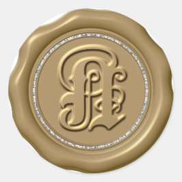 *~* Letter N Diamond Circle金ゴールドワックスシール ラウンドシール