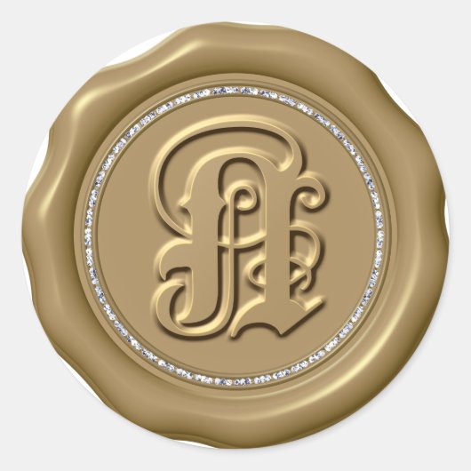 *~* Letter N Diamond Circle金ゴールドワックスシール ラウンドシール (正面)