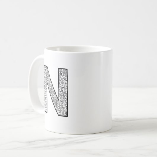 Letter N Initial Coffee Mug – Minimal Modern Style コーヒーマグカップ (正面左)