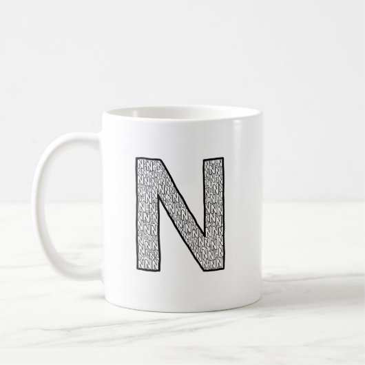 Letter N Initial Coffee Mug – Minimal Modern Style コーヒーマグカップ (左)