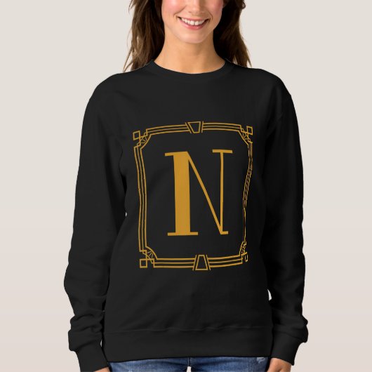 Letter N Monogram Alphabet N Initial Geometric Dec スウェットシャツ (正面)