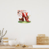 Letter N Ox Fairy Poster - Cherry Blossom Art ポスター (キッチン)
