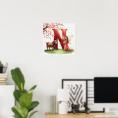 Letter N Ox Fairy Poster - Cherry Blossom Art ポスター (ホームオフィス)
