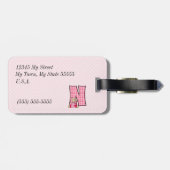 Letter N Teddy Bear in Pink Gingham Checks ラゲッジタグ (裏面横)