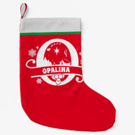 Letter Oクリスマスモノグラムイニシャル名レッドホワイト スモールクリスマスストッキング