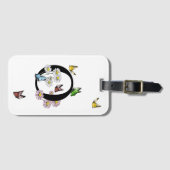 Letter Oフローラバタフライモノグラムイニシャル ラゲッジタグ (正面横)