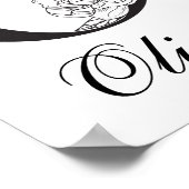 Letter Oフローラモダンブラックモノグラム子供部屋 ポスター (角)