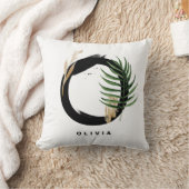 Letter Oモノグラムパーム葉トロピカル クッション (ブランケット)