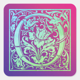 Letter Oヴィンテージカラフル最初の文字のグラデーション スクエアシール