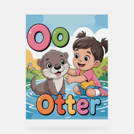 Letter O アルファベットポスター – O is for Otter かわいい アクリルサイン