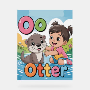 Letter O アルファベットポスター – O is for Otter かわいい アクリルサイン