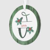 *~* Letter O 素朴 Christmas PHOTO Wood AP44 オーナメント (正面)