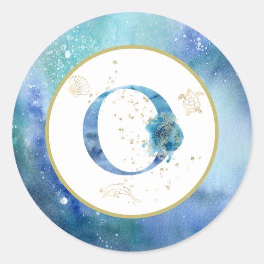 *~* LETTER O - 航海のビーチ封筒ステッカー ラウンドシール (正面)