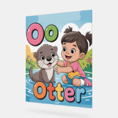 Letter O Alphabet Poster – O is for Otter  Cute  アクリルサイン (傾斜)