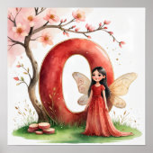 Letter O Cherry Blossom Fairy Art Poster Alphabet ポスター (正面)