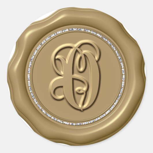 *~* Letter O Diamond Circle金ゴールドワックスシール ラウンドシール (正面)