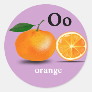 Letter O orangeスタンプ ラウンドシール
