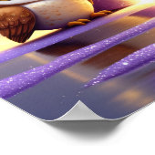 Letter O with Owl Poster Glitter Purple Alphabet ポスター (角)