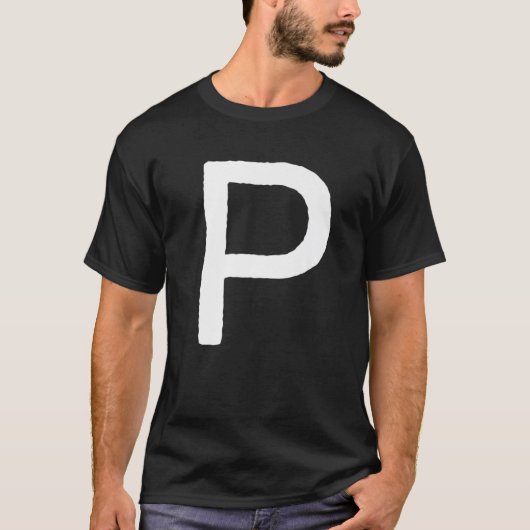 Letter Pメンズウィメンズモノグラムグラフィックレトロイニシャル Tシャツ (正面)