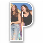 Letter P Alphabet & Photo Custom-Cut Vinyl Sticker シール (正面)
