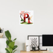 Letter P Bonsai Tree Fairy Poster Japanese Garden ポスター (ホームオフィス)