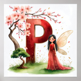 Letter P Bonsai Tree Fairy Poster Japanese Garden ポスター
