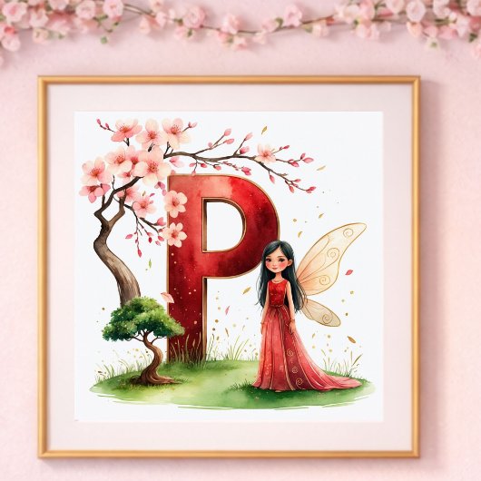 Letter P Bonsai Tree Fairy Poster Japanese Garden ポスター