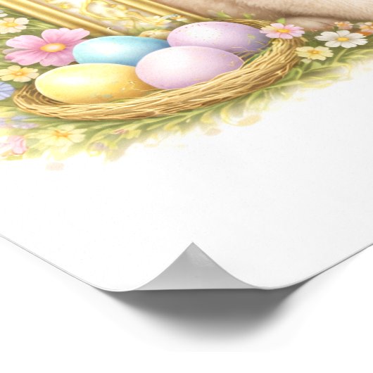 Letter P Gold Spring Nature Monogram Kids Puppy ポスター (角)