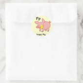 Letter P happy Pigスタンプ ラウンドシール (バッグ)