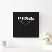 Letter Print Graphic Auntie est. 2022 スクエア壁時計 (ホーム)