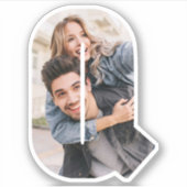 Letter Q Alphabet & Photo Custom-Cut Vinyl Sticker シール (正面)