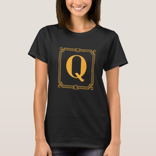 Letter Q Monogram Alphabet Q Initial Geometric Dec Tシャツ (正面)