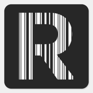 LETTER Rバーコード最初のイニシャルバーコードパターン スクエアシール