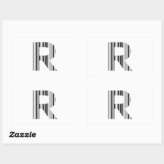 LETTER Rバーコード最初のイニシャルバーコードパターン 長方形シール (シート)