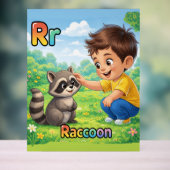 Letter R Alphabet Poster – R is for Raccoon アクリルサイン (ニュートラル)