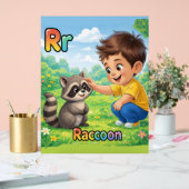 Letter R Alphabet Poster – R is for Raccoon アクリルサイン (ウェディング)