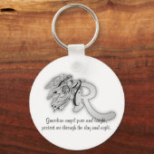 Letter R angel monogram alphabet initial キーホルダー (正面)