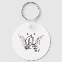 Letter R Initial Monogram with Angel Wings & Halo キーホルダー