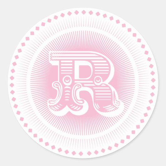 Letter R Monogramスタンプ ラウンドシール (正面)