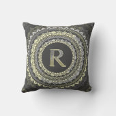 Letter R Monogram Vintage  Symmetrical Pattern クッション (裏面)