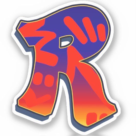 Letter R -  Night Sky シール (正面)