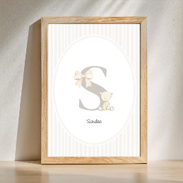 Letter R Nursery Wall Art - Custom Baby Name Print ポスター