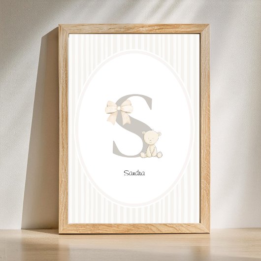 Letter R Nursery Wall Art - Custom Baby Name Print ポスター
