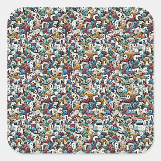 Letter R Stereogram, Set of 6, Large 3x3 スクエアシール (正面)