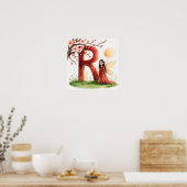 Letter R Sunrise Fairy Poster Golden Sun Alphabet  ポスター (キッチン)
