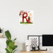 Letter R Sunrise Fairy Poster Golden Sun Alphabet  ポスター (ホームオフィス)