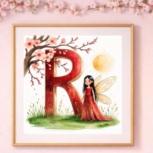 Letter R Sunrise Fairy Poster Golden Sun Alphabet  ポスター