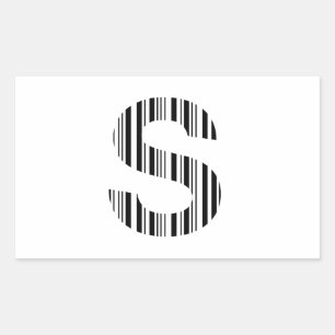 LETTER Sバーコード最初のイニシャルバーコードパターン 長方形シール