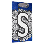 Letter Sパーソナライズされたグリッタータトゥーフラワー クリップボード (右)