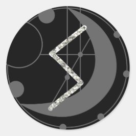 Letter Sルーン文字モノグラム幾何学的ムーンブラック ラウンドシール